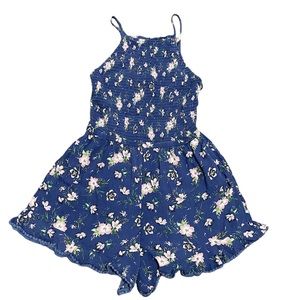 American Eagle Romper Size S Blue with mauve flowers